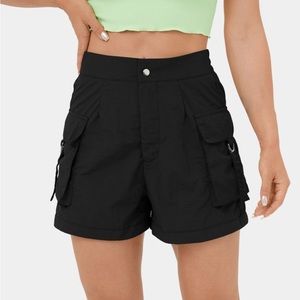 Halara High Waisted Button Zipper Flap Pocket Casual Cargo Shorts 3'' M